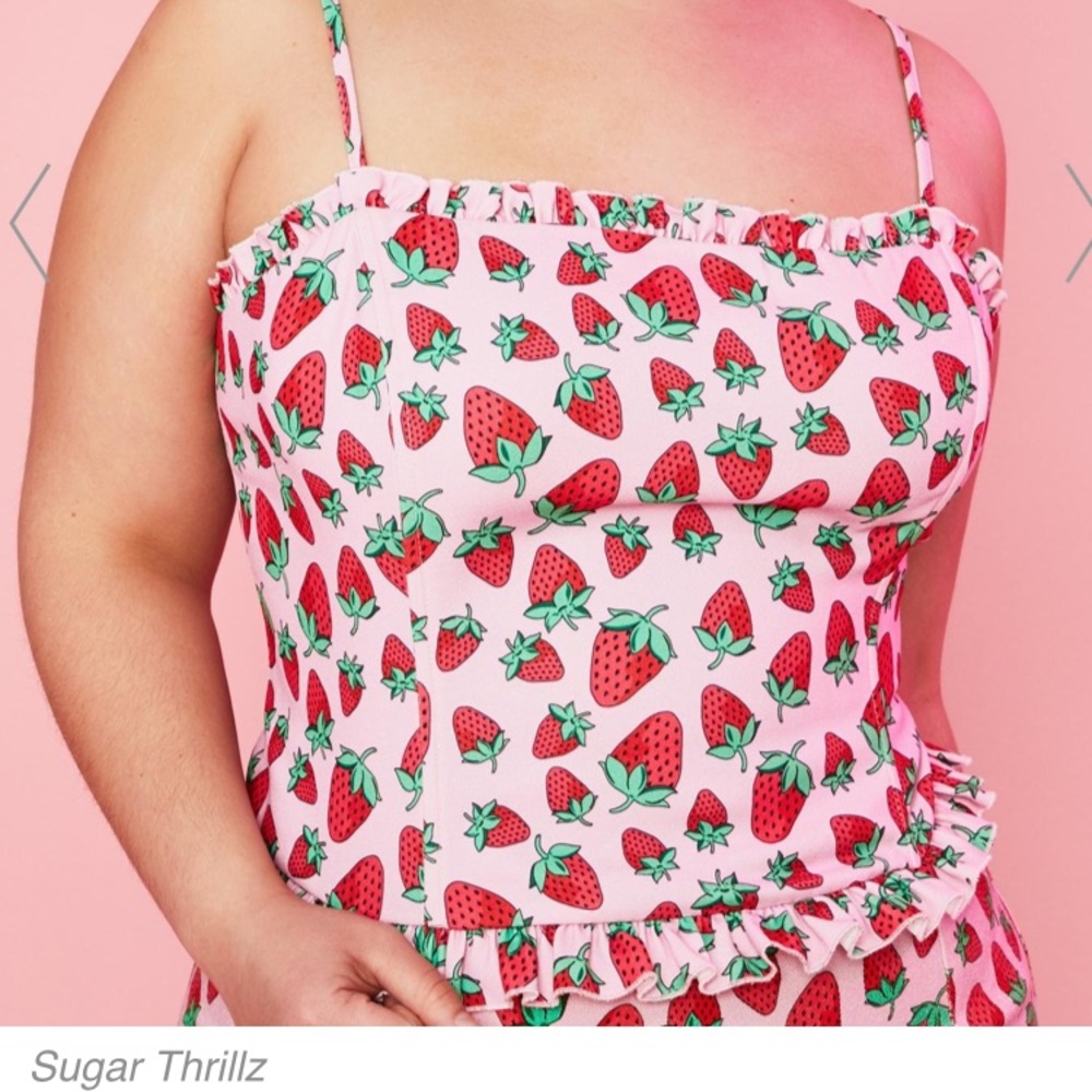 Sugar Thrillz Foreva Strawberry Lace Up Top